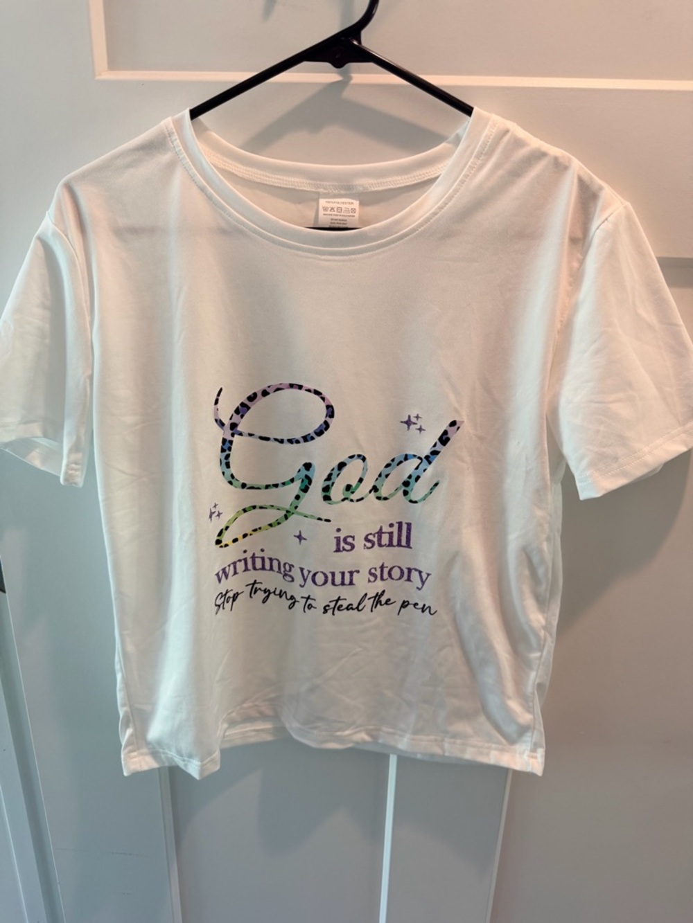 God Is Still Writing Your Story Graphic Tee Womens Medium Cropped Inspirational